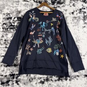 Johnny Was Zoe High-Low Top Womens Small Black Embroidered Tiered